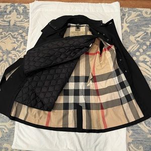 Burberry black trench coat with removable hood and lining